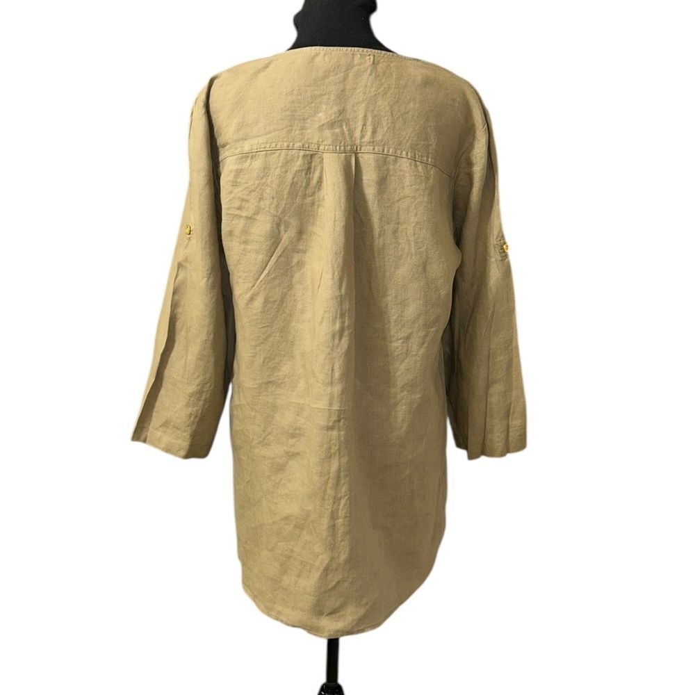 Ellen Tracy Beige Linen Top/Blouse(Size Medium) - Picture 2 of 8